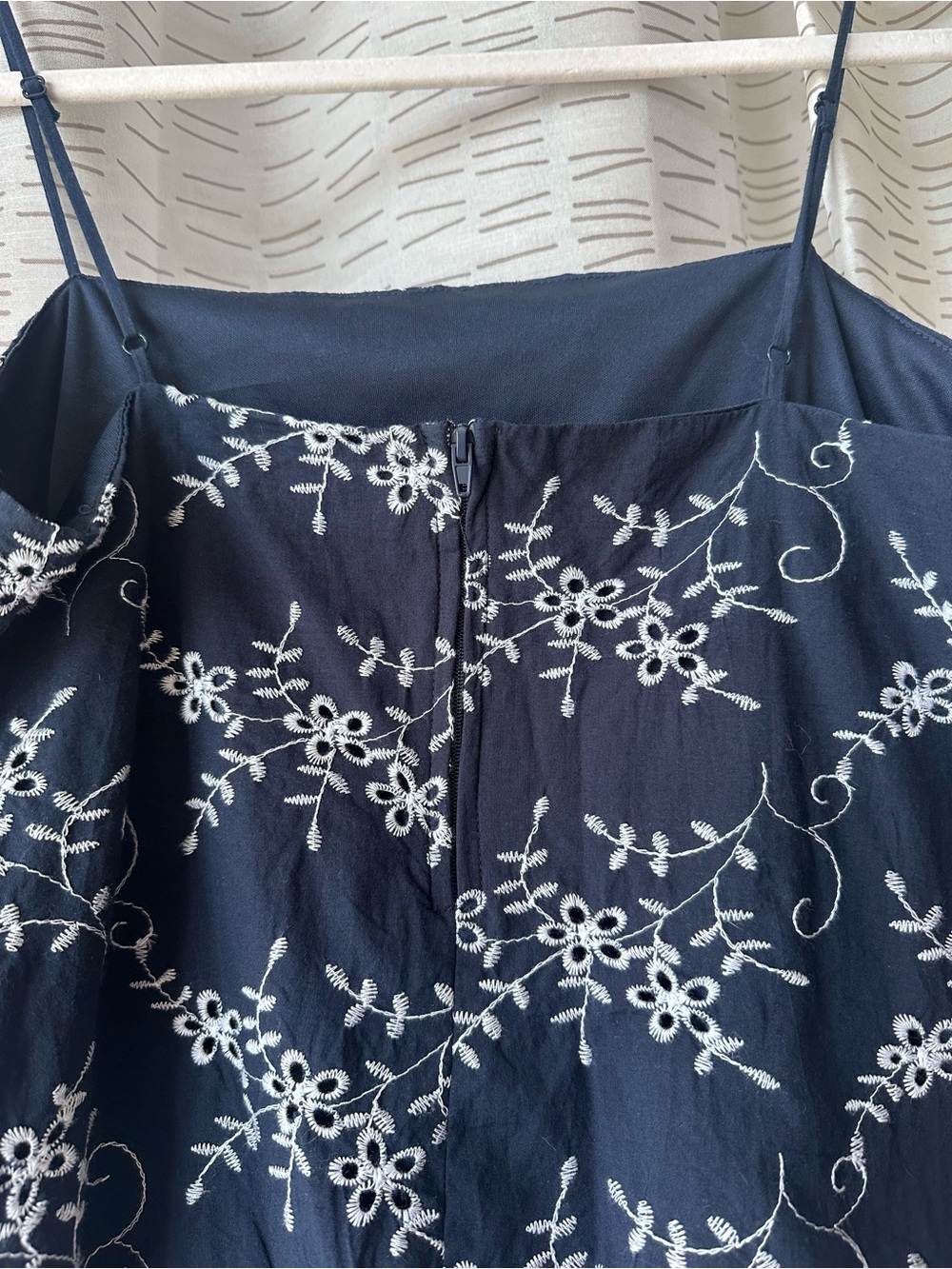 Navy Floral Embroidered Spaghetti Strap Tank Top - Picture 4 of 5